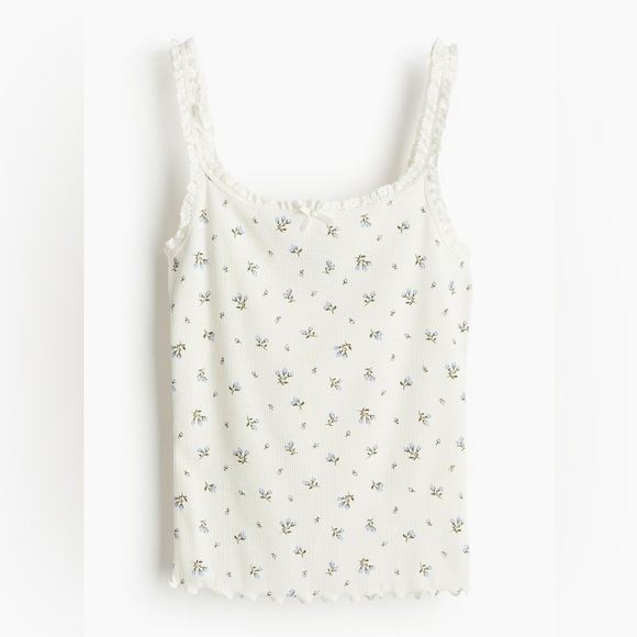 Cream Floral Tank Top - Picture 1 of 5